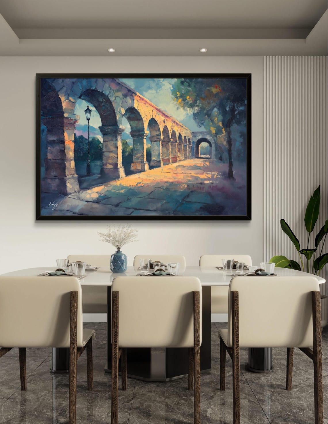 Mexican Stone Aqueduct Arches Warm Golden Afternoon Light Poster - Image 2