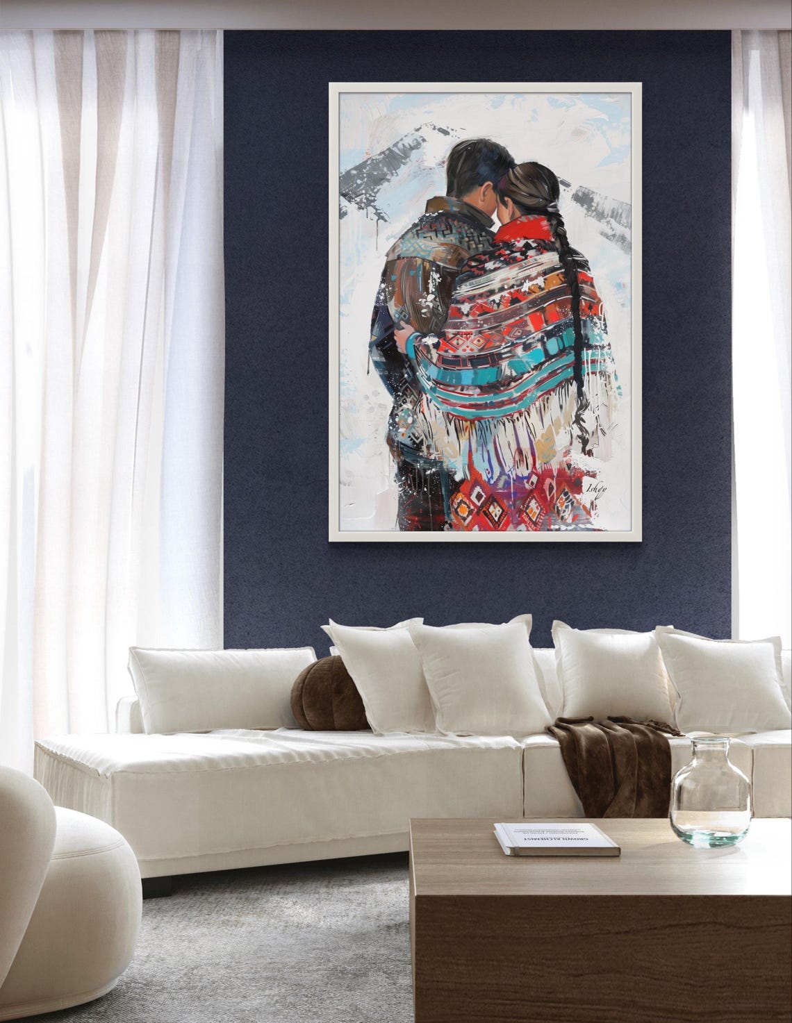 Sami Couple Snowy Embrace Nordic Winter Love Heritage Poster - Image 3