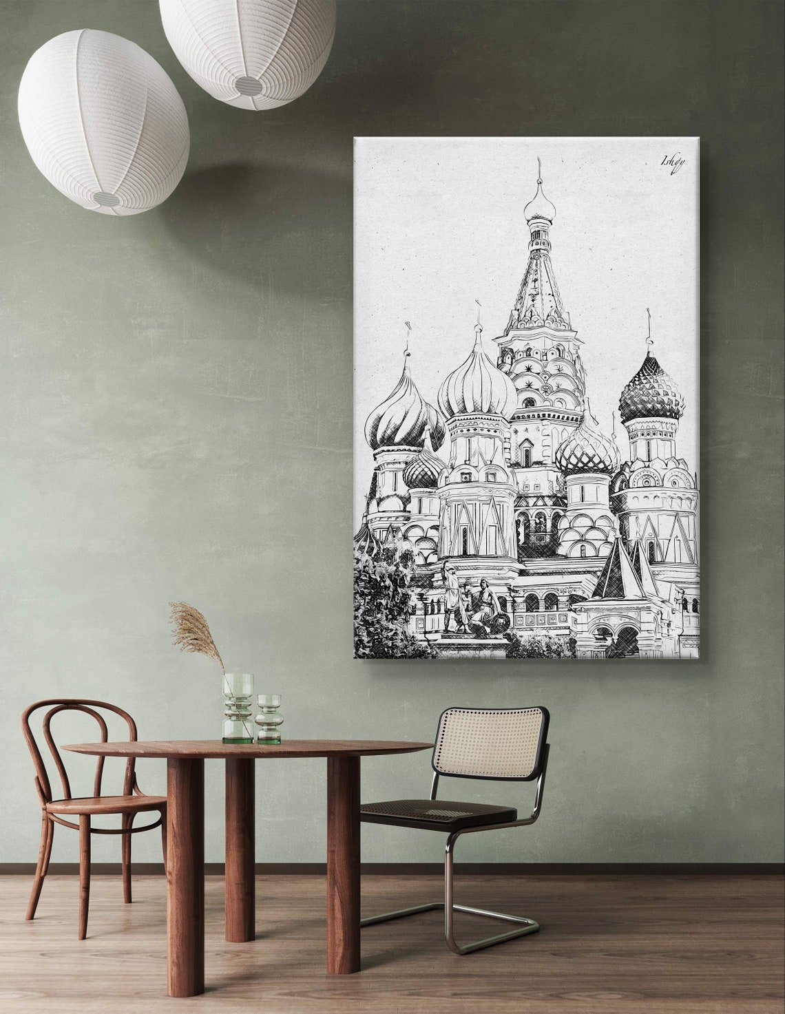 St Basil's Cathedral Ink Sketch of Moscow Red Square Landmark Poster - Image 6