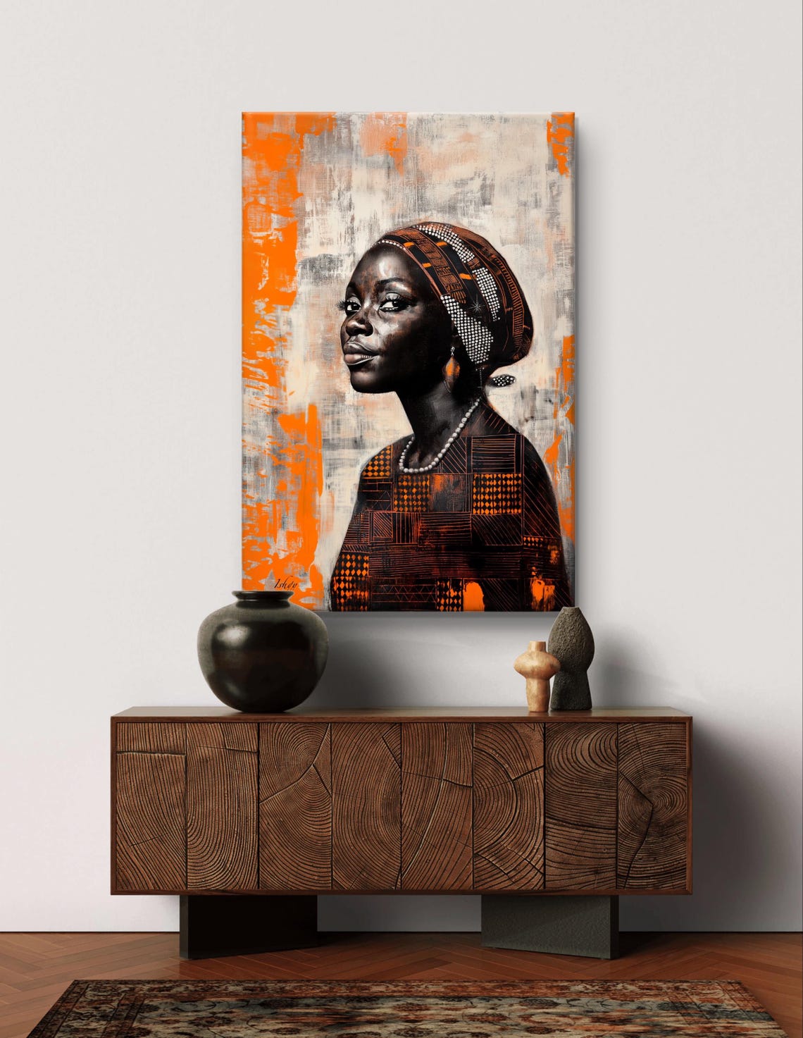 Bambara Woman Headwrap Portrait Burnt Orange African Art Poster - Image 7