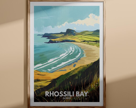 Rhossili Bay Gower Wales Sweeping Sandy Beach Headland Poster