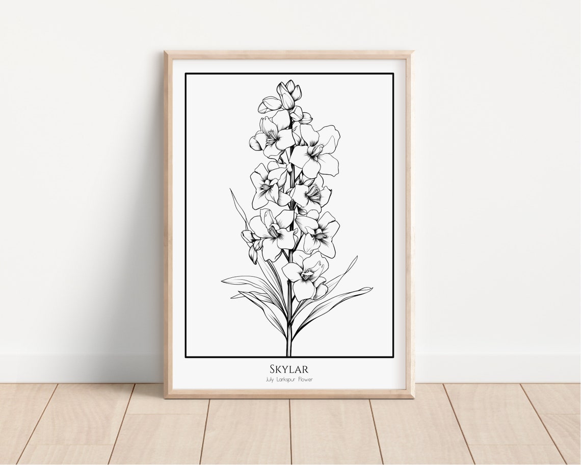 October Cosmos Flower Black And White Botanical Line Art Poster - Image 3