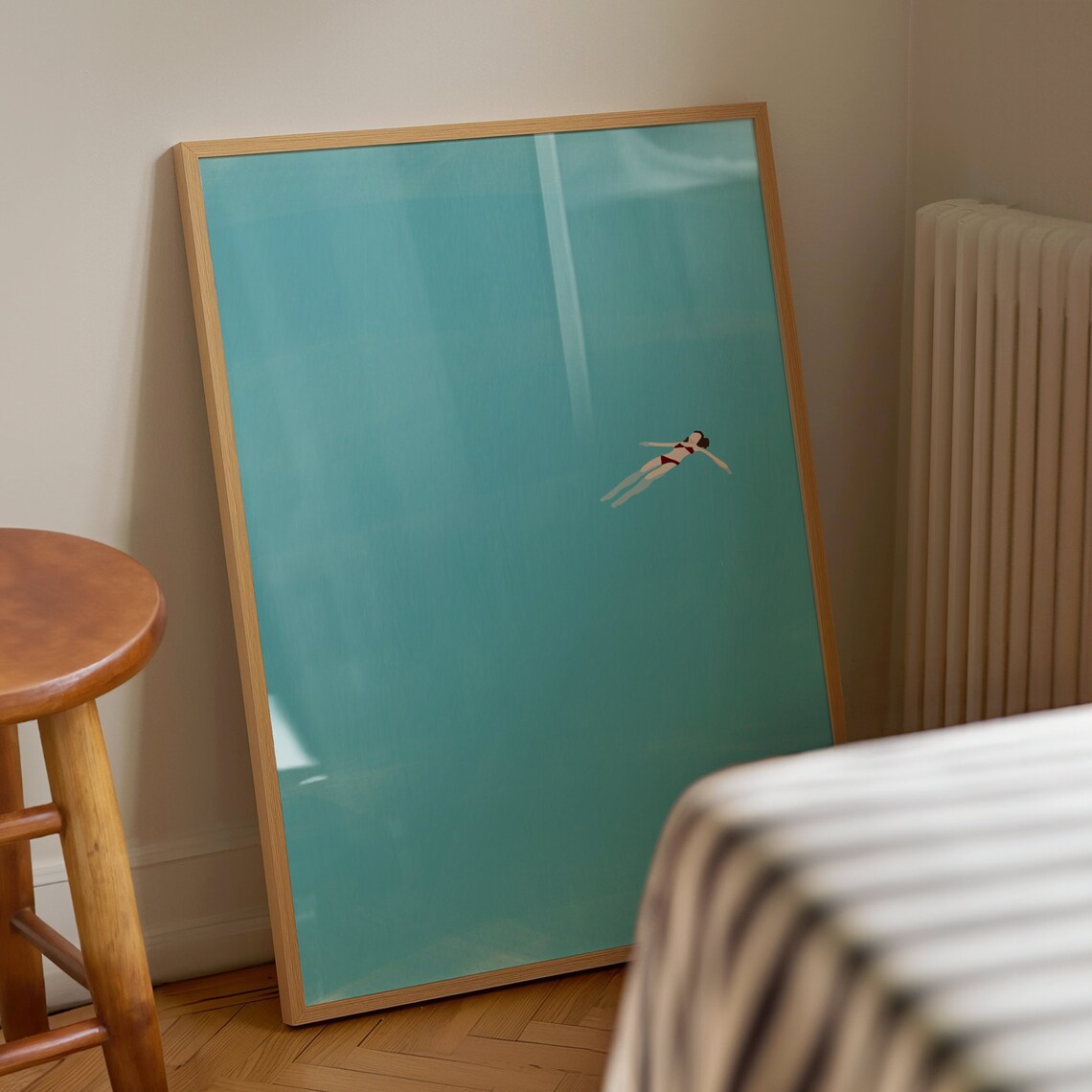 Girl Floating In Pool Minimalist Wall Art Print - Image 3