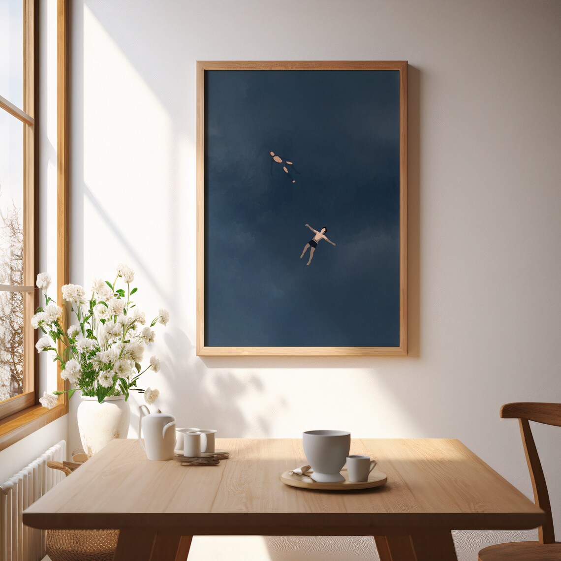 Men Floating In Clouds Minimalist Art Print - Image 3
