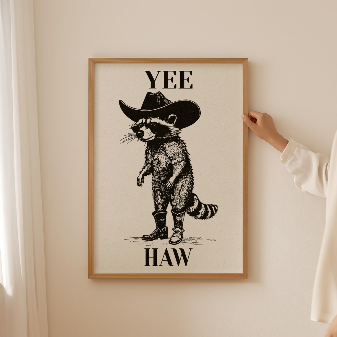 Yeehaw Cowboy Raccoon Poster, Funny Cute Desert Art