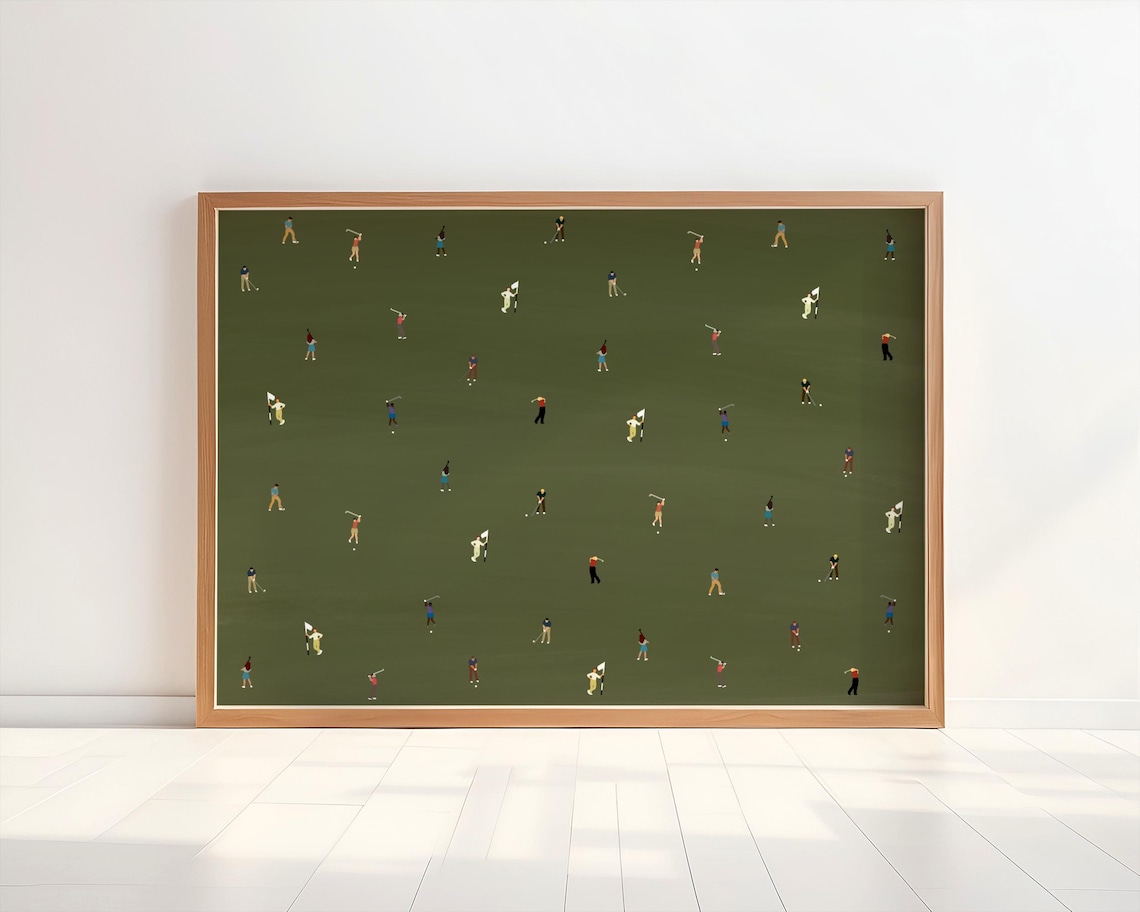 Tiny Golfers Minimalist People Art, Office Decor - Image 3