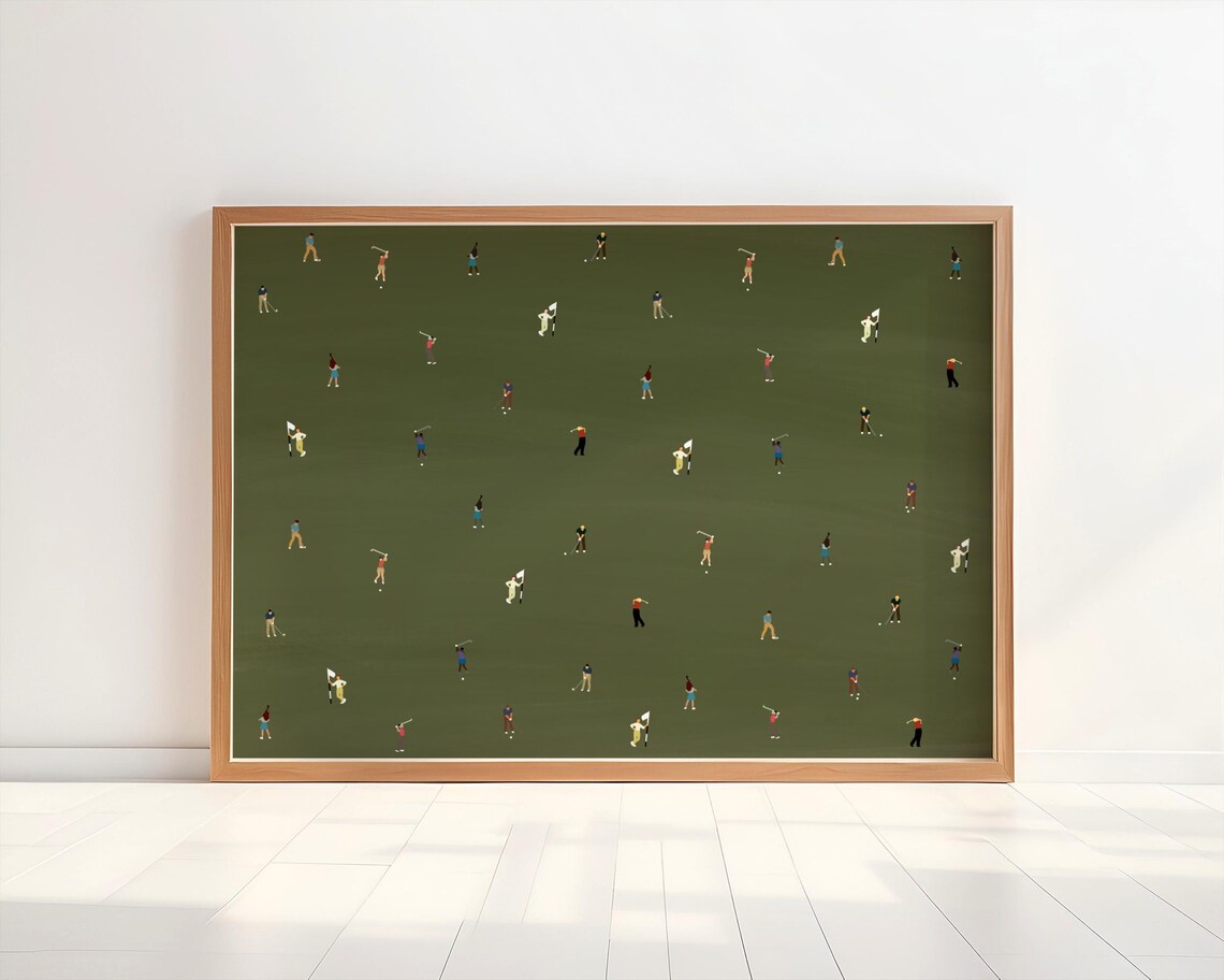 Tiny Golfers Retro Minimalist People Art Print - Image 3