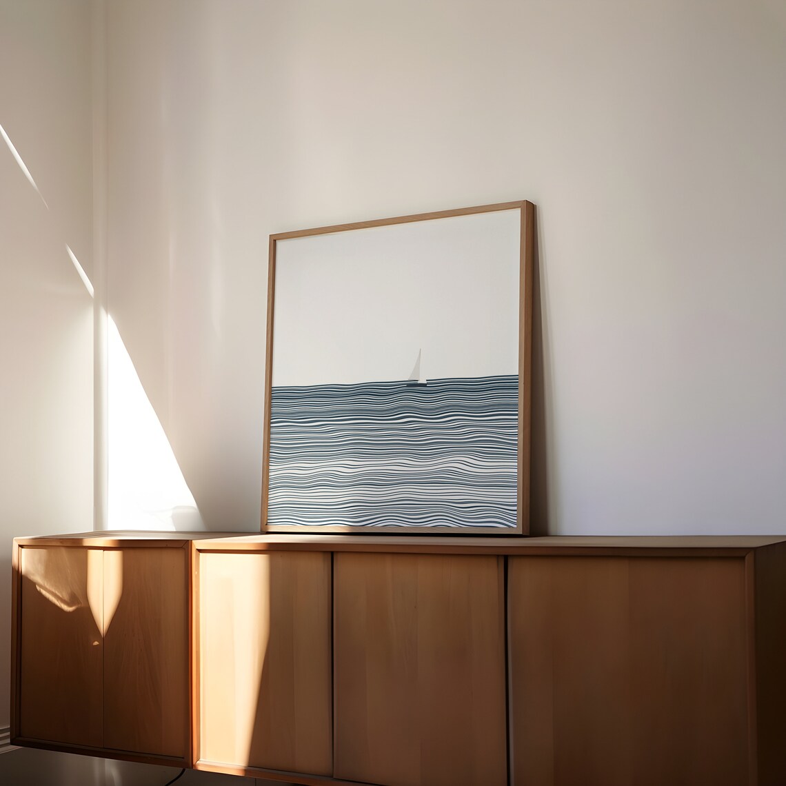 Tiny Sailboat Minimalist Ocean Bathroom Poster - Image 2