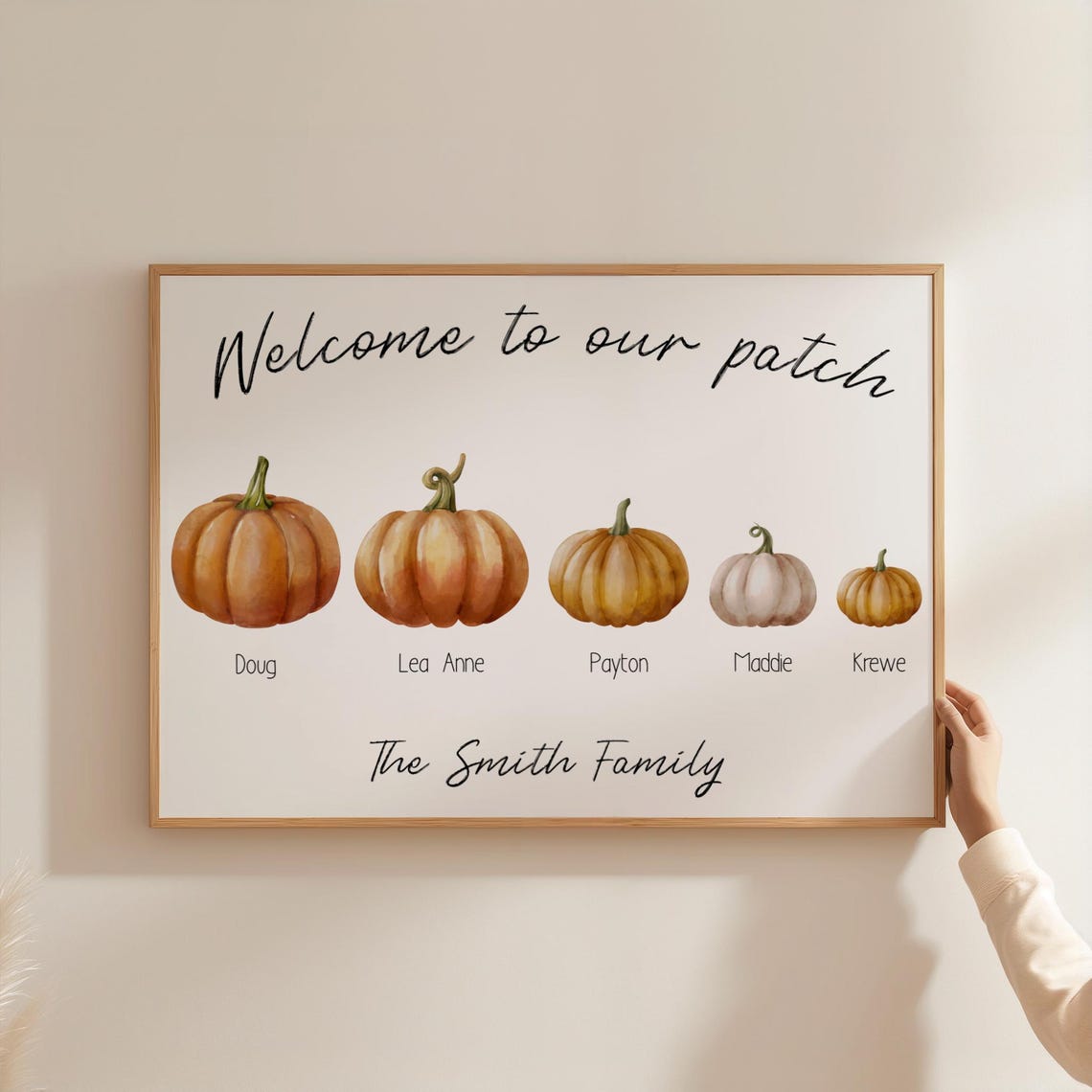 Personalized Pumpkin Patch Family Custom Name Fall Decor Poster