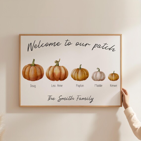 Personalized Pumpkin Patch Family Custom Name Fall Decor Poster