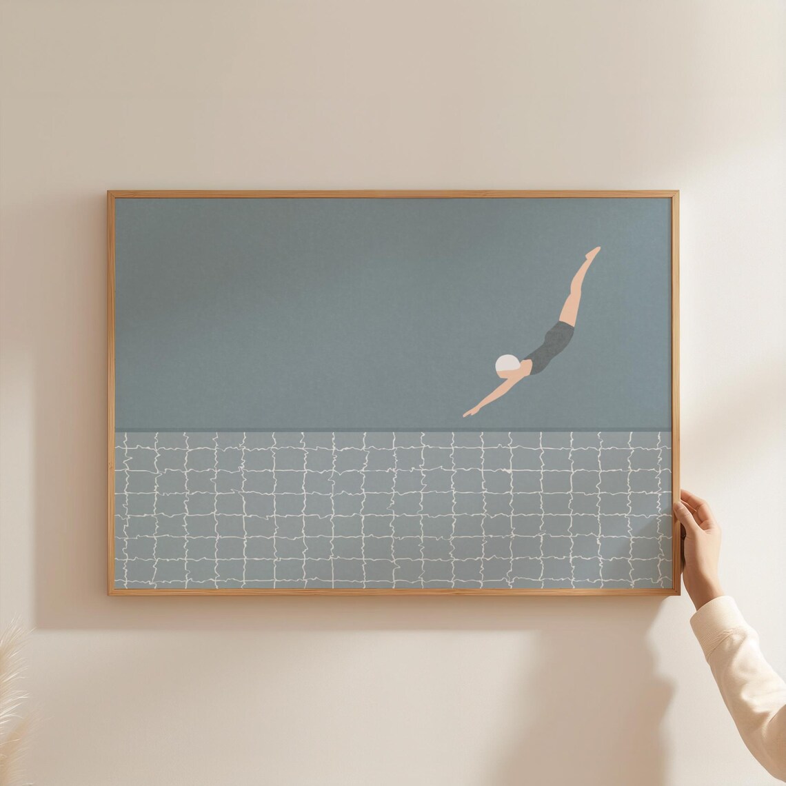 Retro Swimmer Diver Vintage Pool Art Print