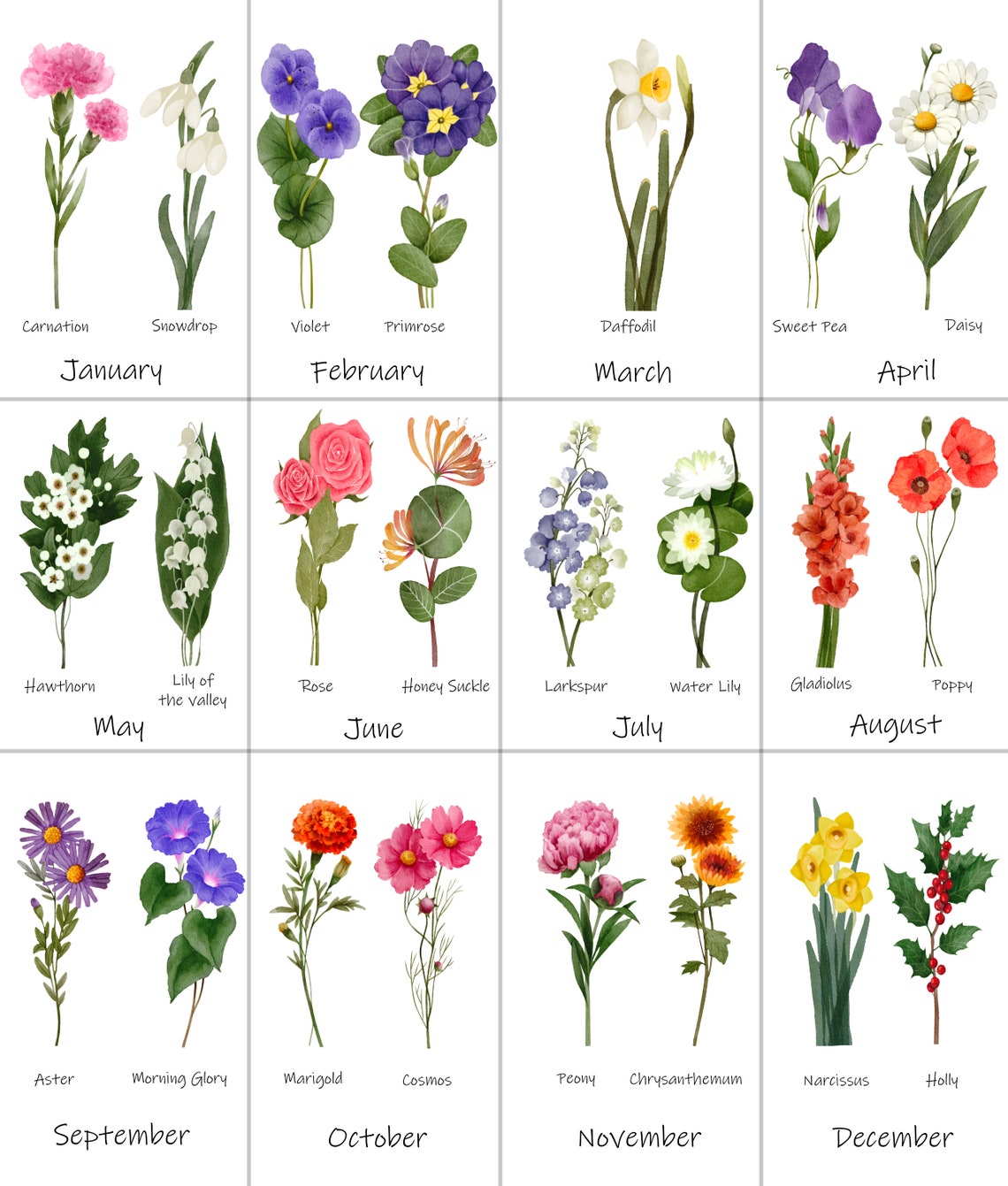 Christmas Gift For Grandmother Grandmas Garden Custom Grandkids Birthday Month Flowers Print Personalized Family Gift For Grandparents - Image 3