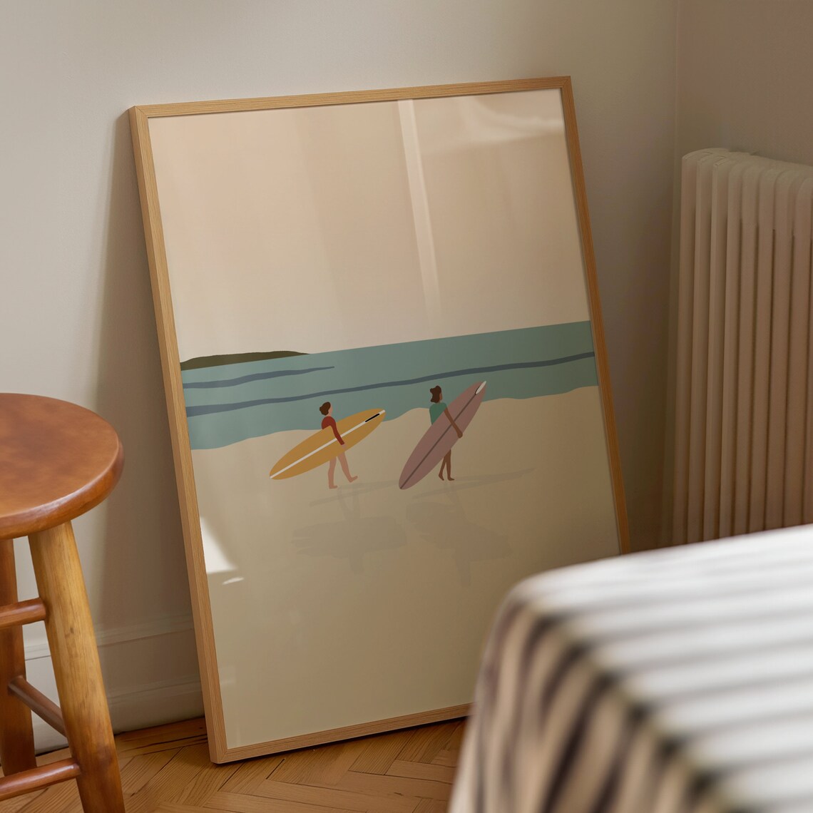 Surfers At Beach Minimalist Summer Art Print - Image 3
