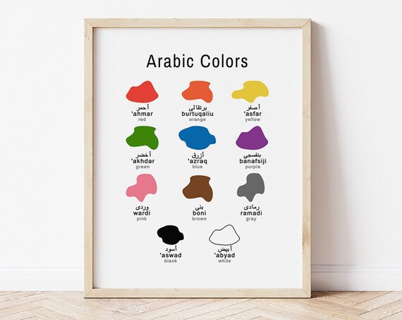 Arabic Colors Educational Poster Kids Learning Chart Classroom Nursery Decor