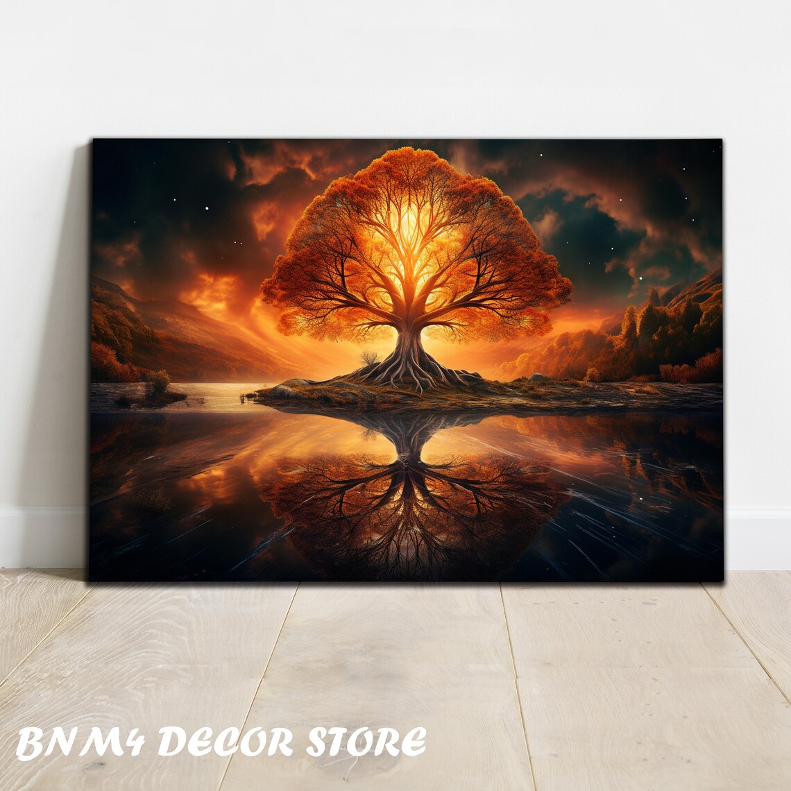 Tree of Life Wall Art Print, Burning Tree Symbol