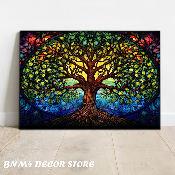Life Of Tree Tempered Glass Wall Art Stained Tree Glass Life Of Tree Decor Large Wall Art Wall Hangings Stained Window Home Decor