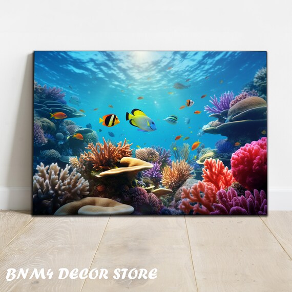 Tempered Glass Wall Art Undersea Glass Art Sea Corals Wall Decor Animal Wall Art Fish Nemo Animal Decor Unique Undersea Creatures