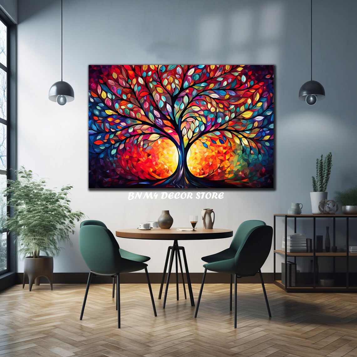 Tree of Life Stained Glass Nature Wall Art Print