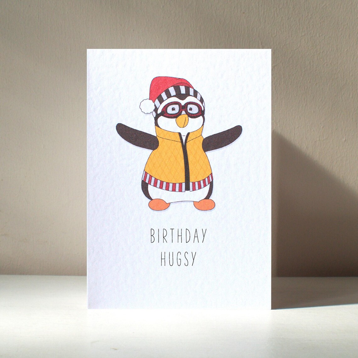 Hugsy Personalised Penguin Christmas Greeting Card