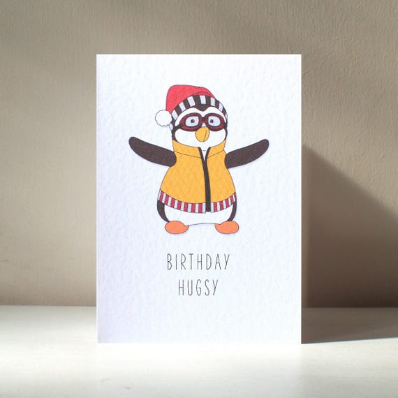 Hugsy Personalised Penguin Christmas Greeting Card