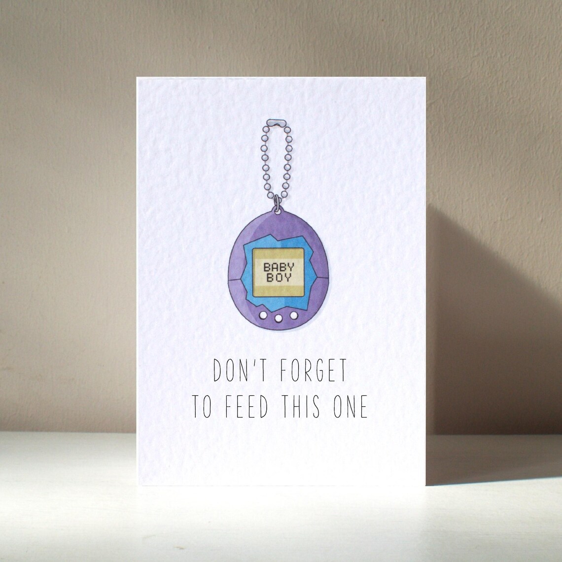 Retro 90s Baby Boy Tamagotchi New Baby Congratulations Poster