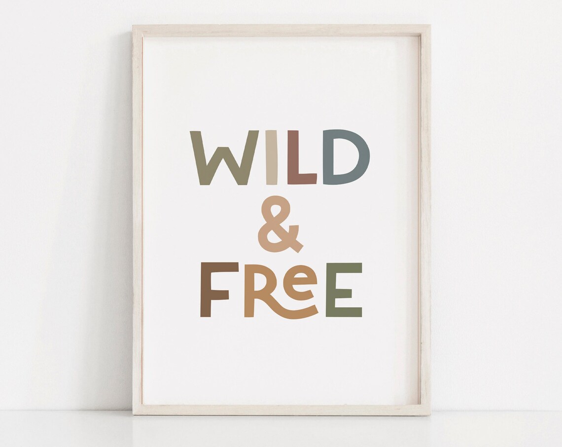 Wild And Free Color Block Retro Typography Boho Nursery Poster