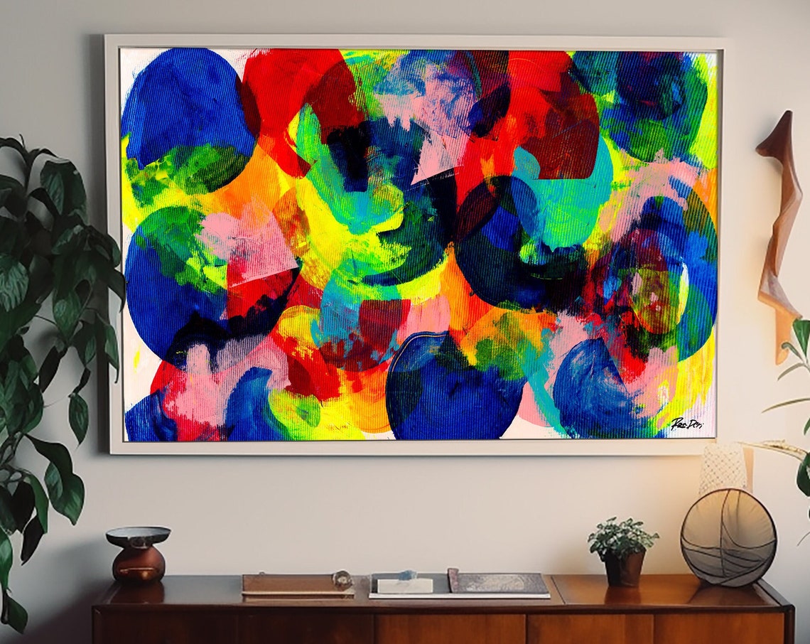 Vibrant Overlapping Colorful Circles Modern Abstract Wall Art