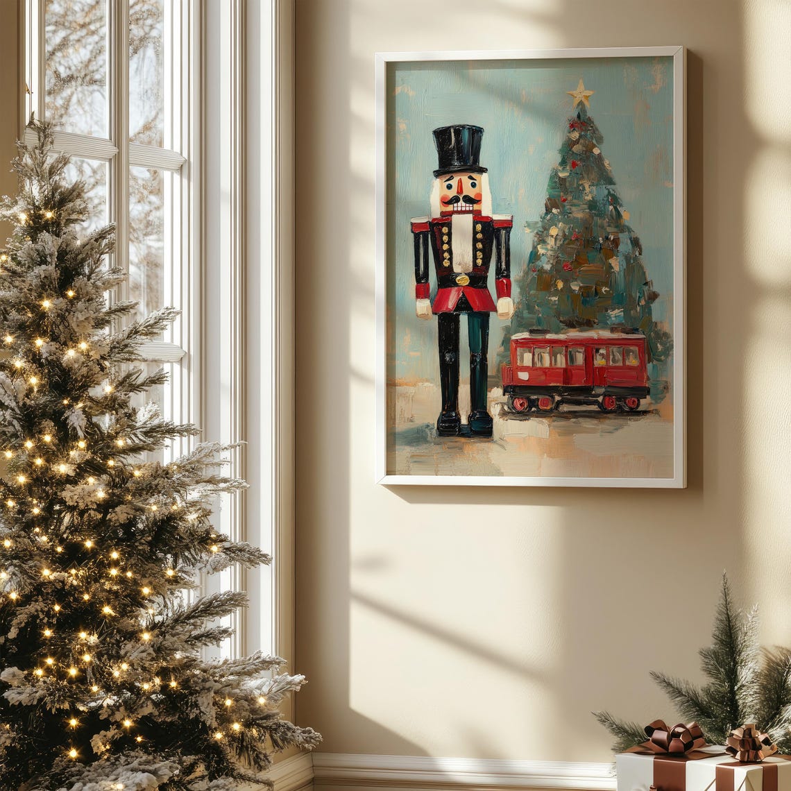 Retro Nutcracker Toy Soldier With Train Christmas Art Poster - Image 6