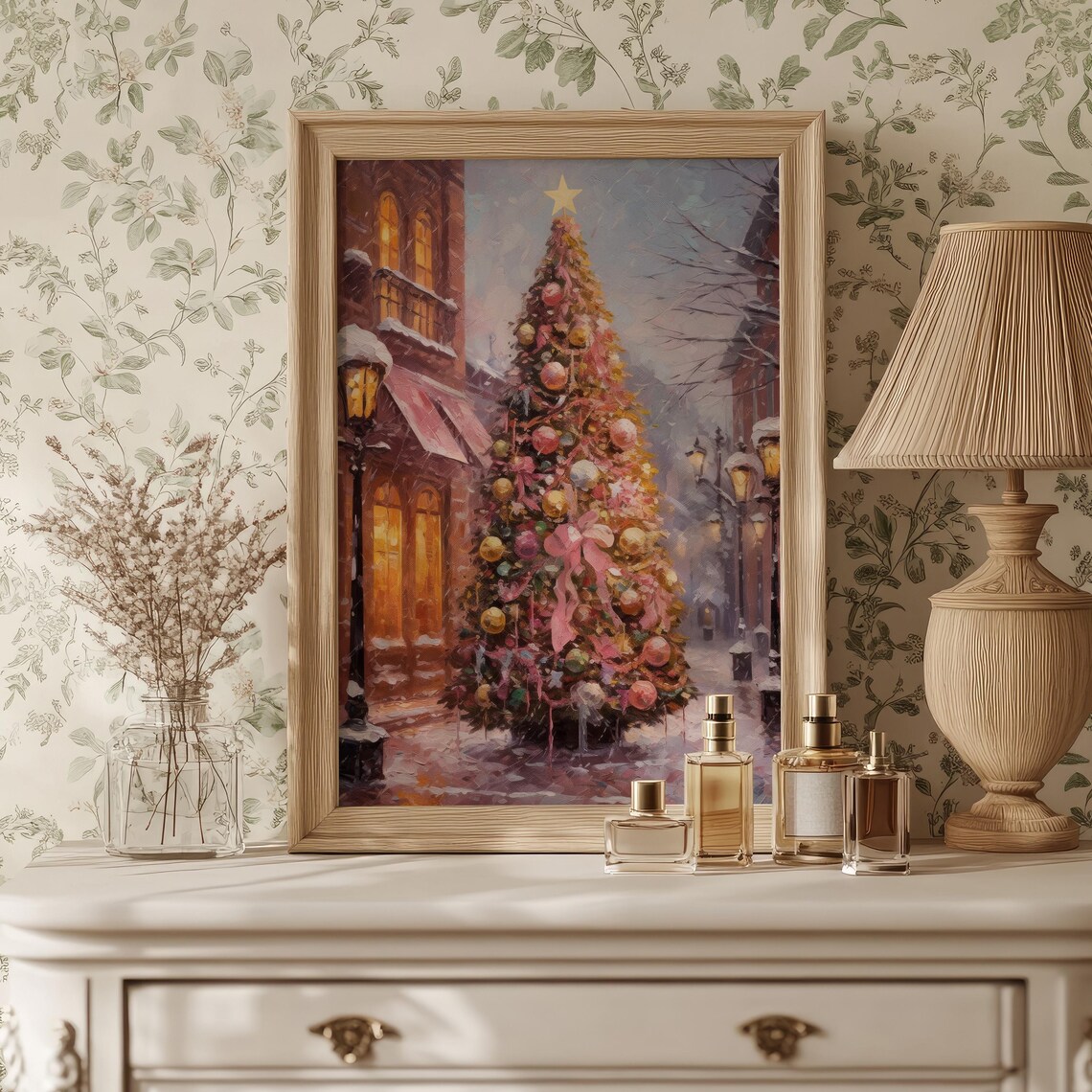 Vintage Christmas Tree Art Print, Preppy Holiday Decor - Image 4