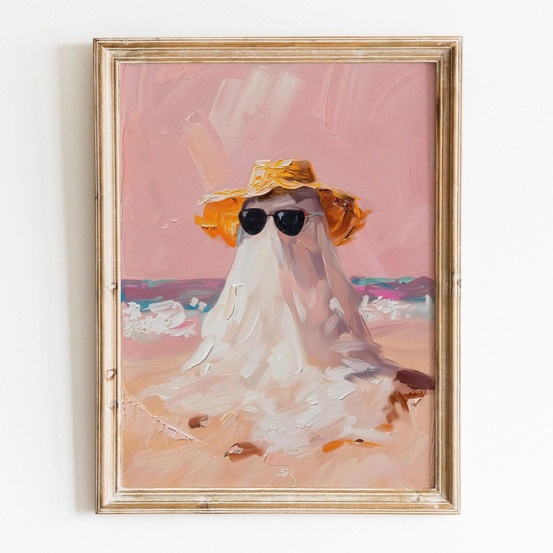 Cute Ghost On The Beach Preppy Halloween Art Print