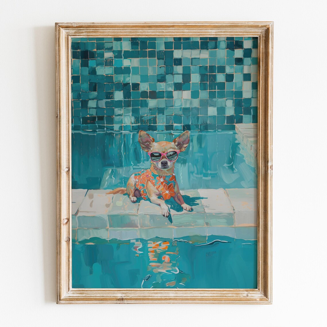 Chihuahua Pink Sunglasses Hawaiian Shirt Poolside Summer Art Print