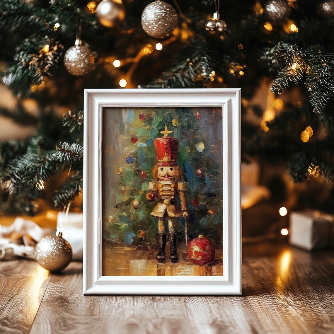Nutcracker and Christmas Tree Vintage Christmas Art Print - Image 5