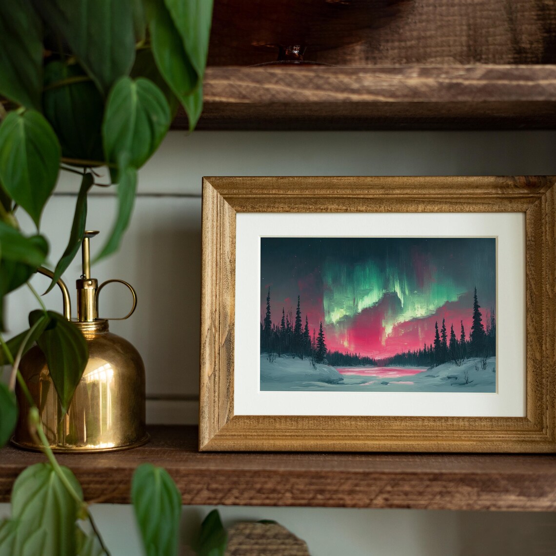 Aurora Borealis Winter Landscape Art Print - Image 4
