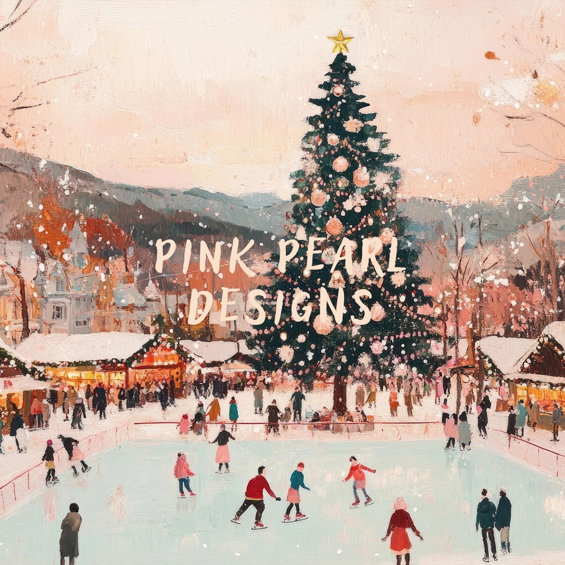 Ice Rink Christmas Vintage Holiday Poster - Image 2