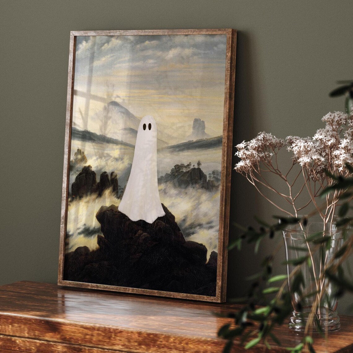 Ghost Above The Sea Of Fog Vintage Halloween Art Print - Image 3