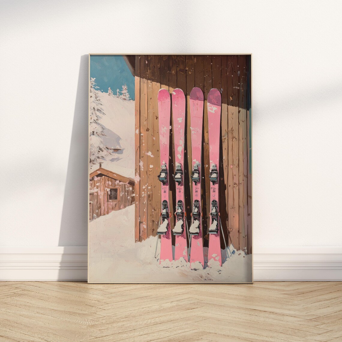 Retro Pink Ski Vintage Skiing Poster, Preppy Decor - Image 3