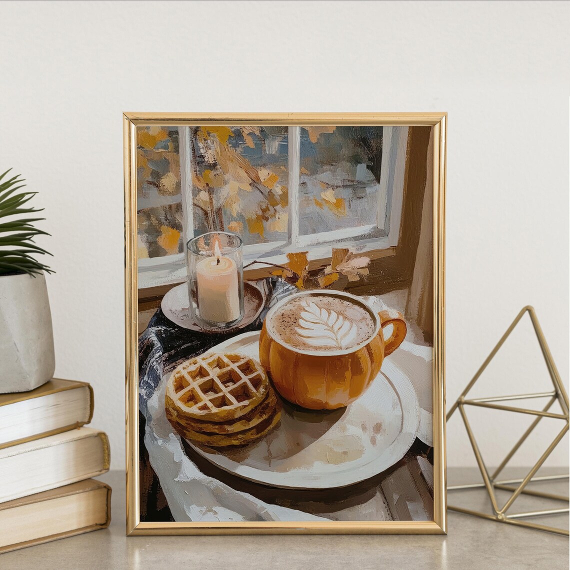 Pumpkin Spice Latte Preppy Fall Kitchen Art Print - Image 4