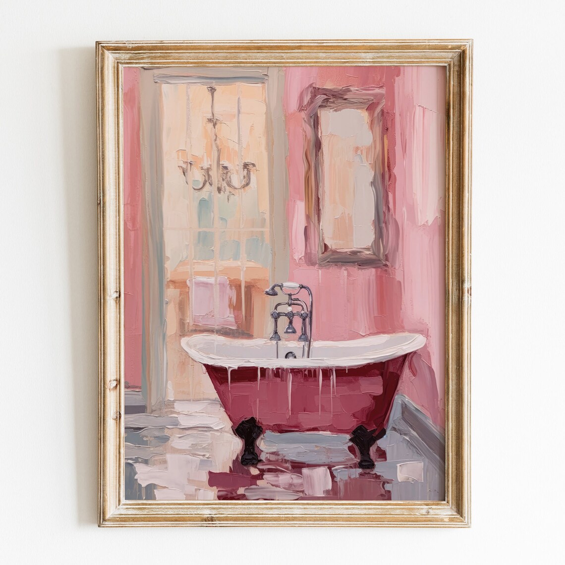 Pink Vintage Girly Bathroom Art Print, Coquette Aesthetic - Image 3