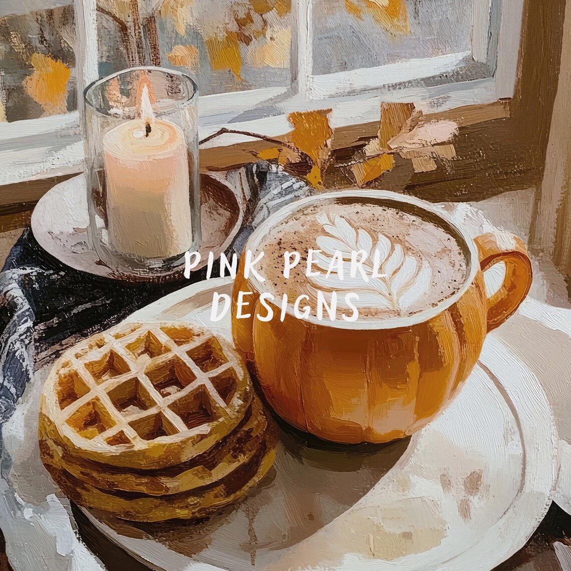 Pumpkin Spice Latte Preppy Fall Kitchen Art Print - Image 6