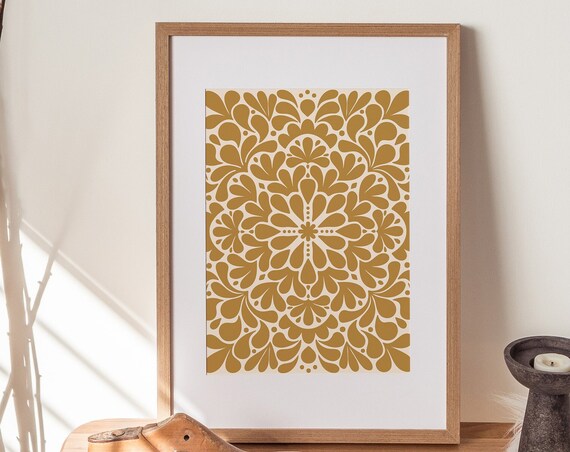 Moroccan Floral Botanical Art Print, Gipsy Style