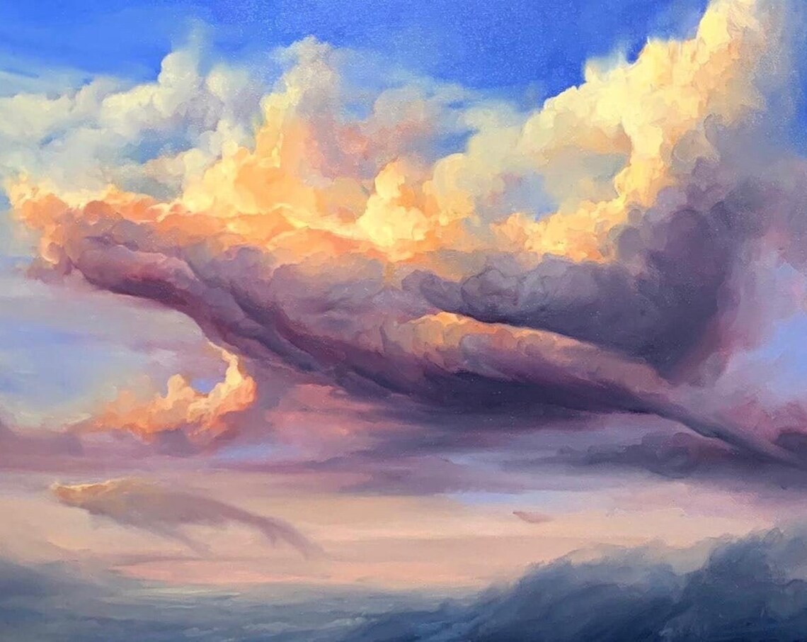 Humpback Cloud Paper Whale Coastal Beach House Art Print