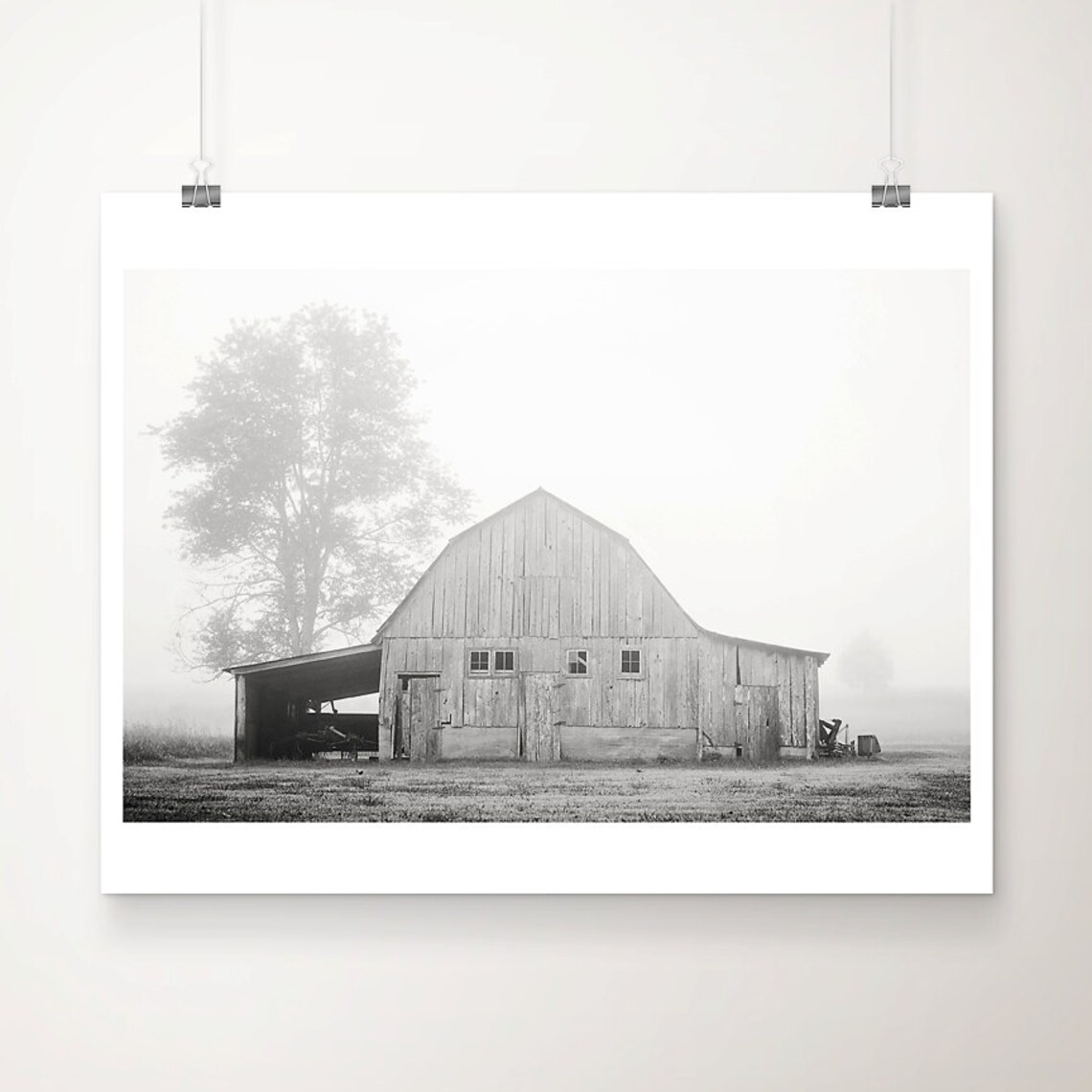 Black and White Barn Photograph, Rustic Decor Art Print