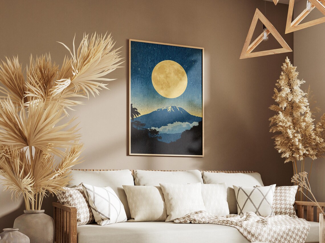 Haleakala National Park Hawaii Moonlit Volcano Vintage Poster - Image 3