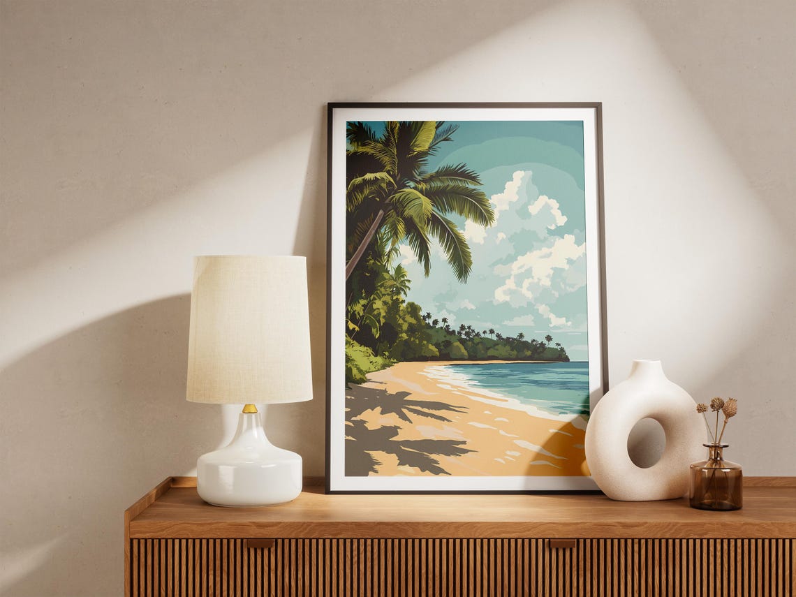 Upolu Samoa Palm Fringed Golden Sand Beach Travel Landscape Poster - Image 5