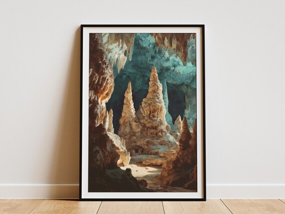 Carlsbad Caverns Cave Stalagmite Underground Landscape Poster