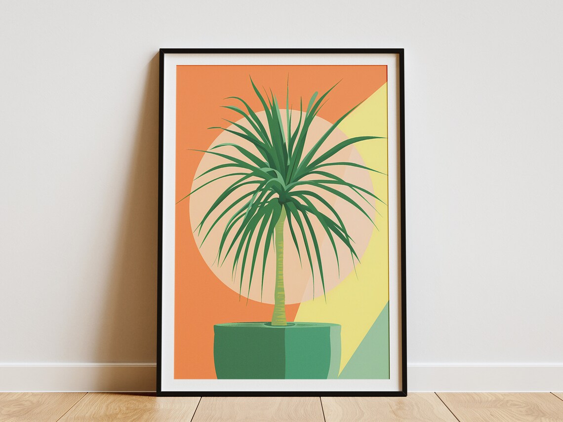 Minimalist Palm Tree Poster Abstract Green Botanical Art Print For Home Decor