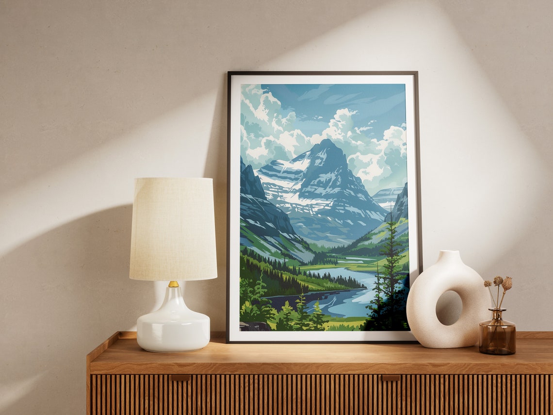 Towering Snowy Peak Above Alpine Lake and Pine Forest Poster - Image 2