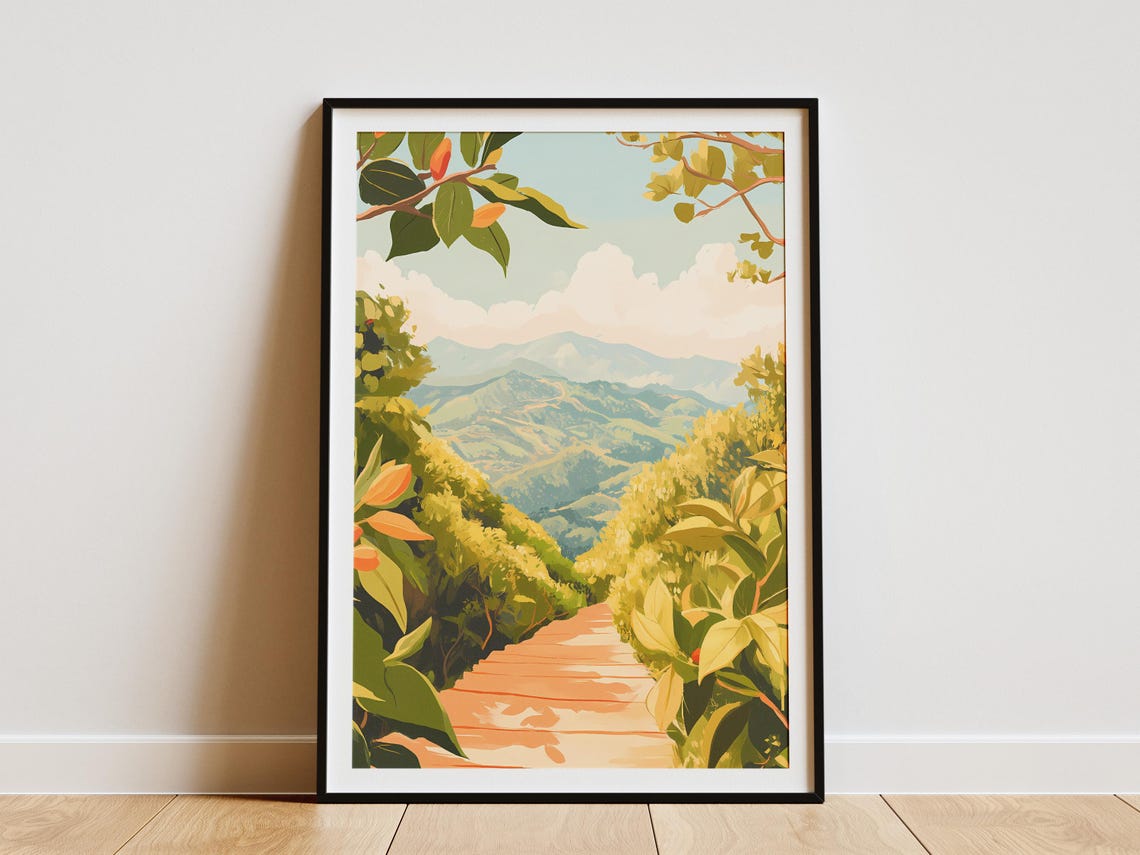 Winding Tea Plantation Path Through Green Rolling Hills Poster