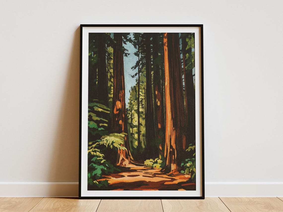 Redwood National Park Towering Forest Trail Vintage Travel Poster