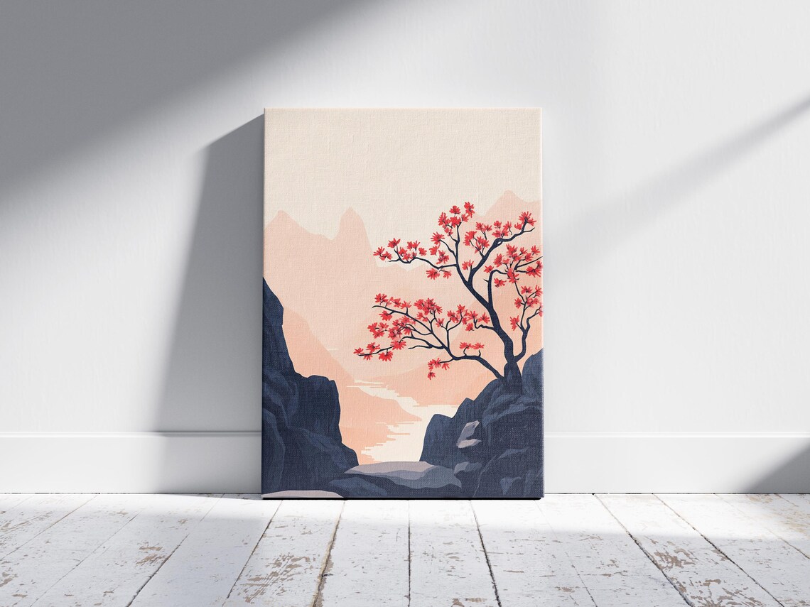 China Danxia Poster Red Tree Mountain Landscape Vintage Travel - Image 2